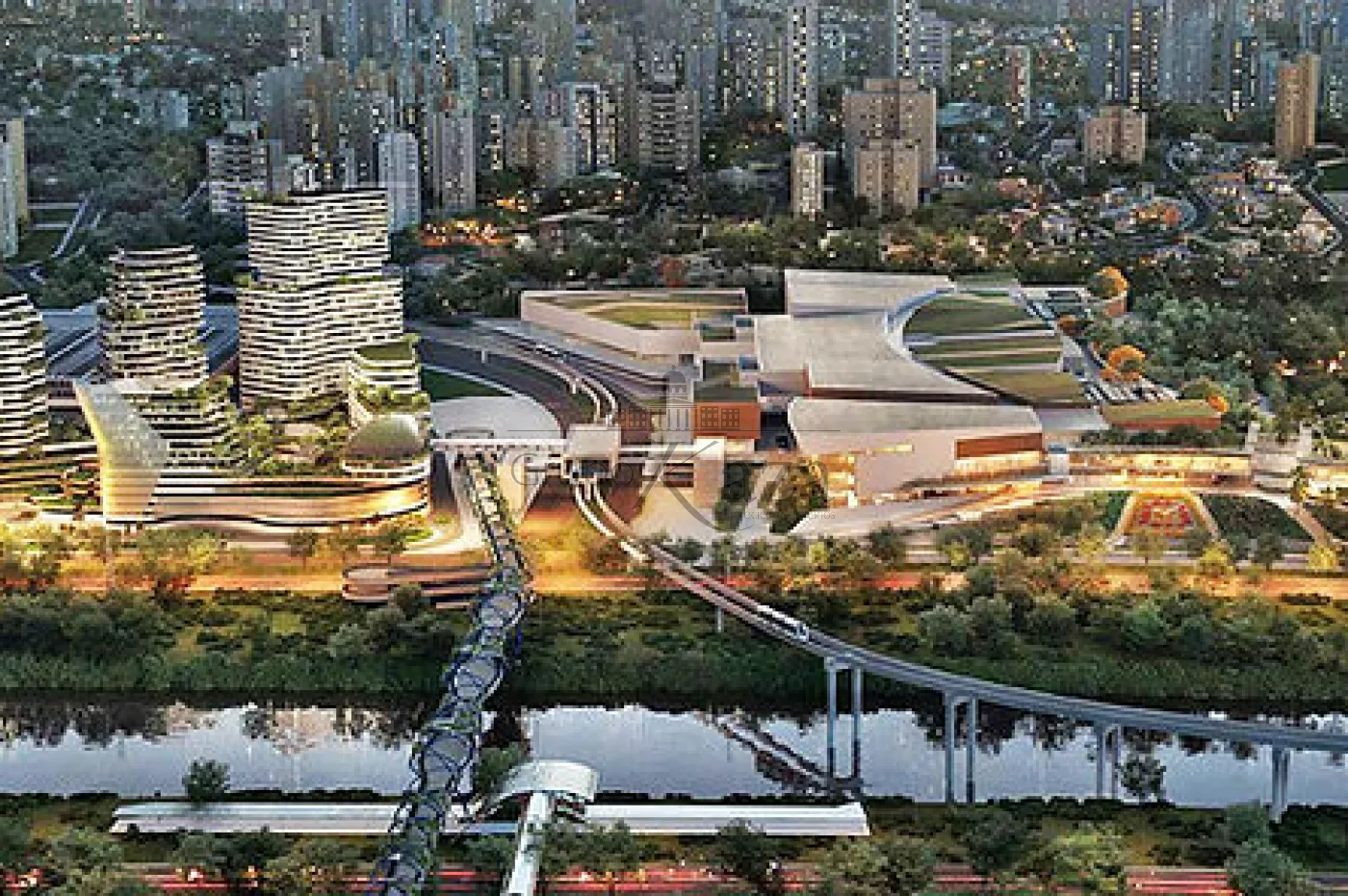Perspectiva do complexo e acessos